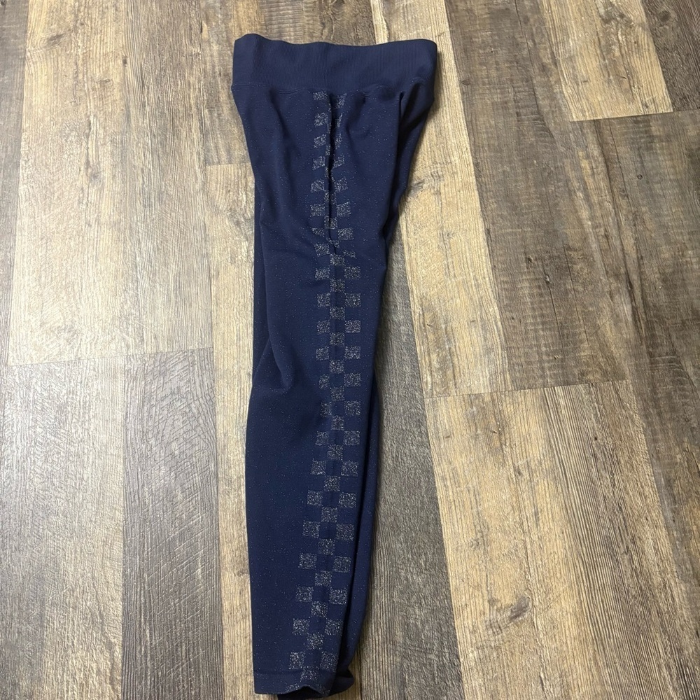 Victoria's Secret PINK Active Blue & Shiny Silver Leggings Size Small Like New - Picture 7 of 8